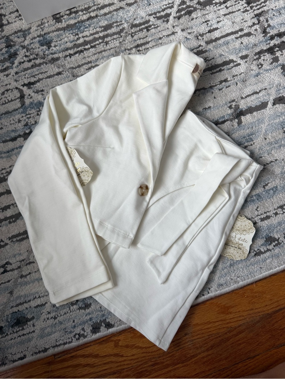 Altar'd State White Cropped Blazer & Skirt Set